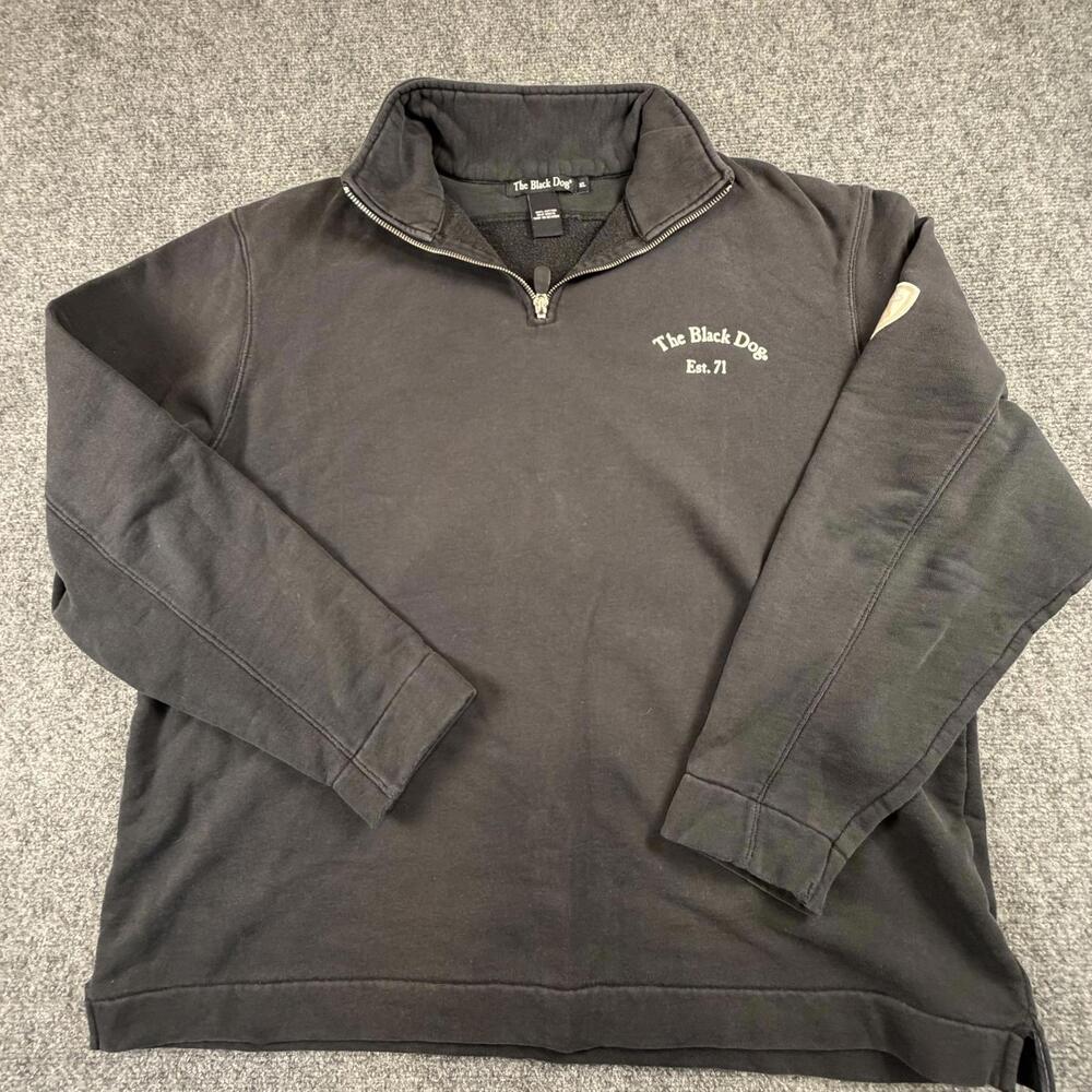 The Black Dog Men's‎ Black Cotton Quarter-Zip Sweatshirt XL #1058